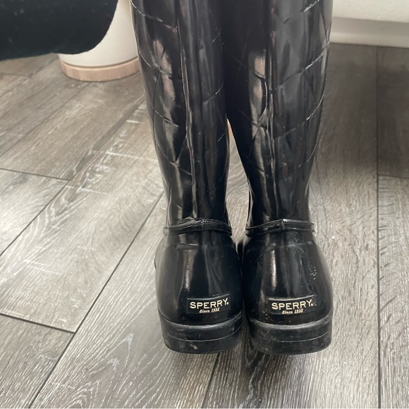 Sperry Topsider Quilted Rubber Rain Boot NELLIE women’s size 8 black - Picture 6 of 12